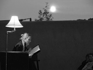 ￼Acushla Bastible reading Lobo, The King of Currumpaw at Seton Castle beneath the rising full moon, September 30, 2012