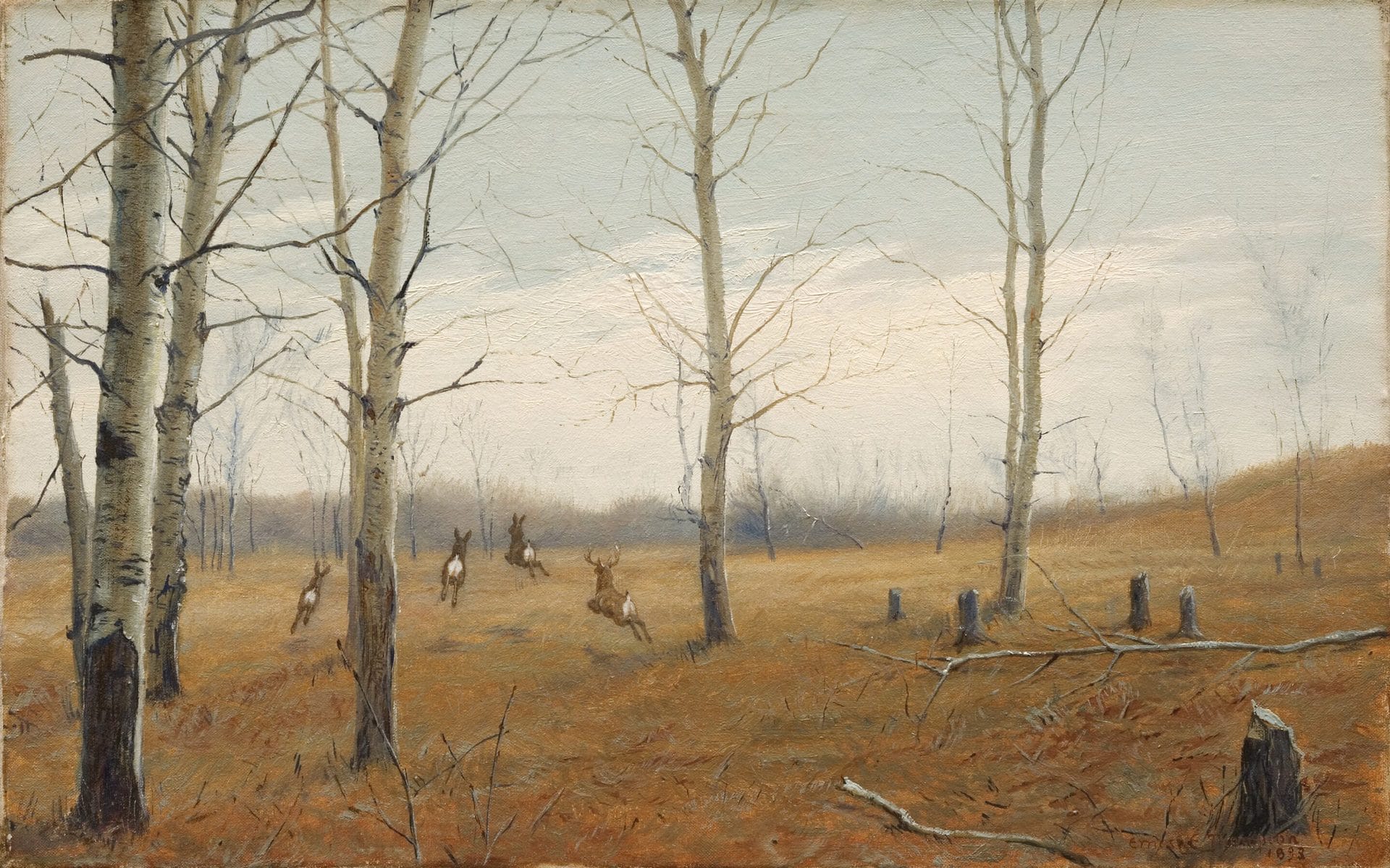 Landscape with White-tailed Deer by Ernest Thompson Seton
