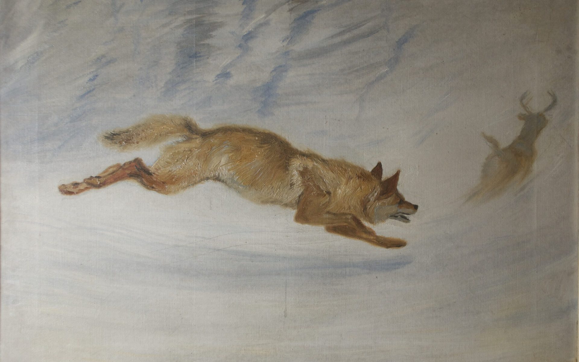 Wolf Chasing Deer painting by Ernest Thompson Seton